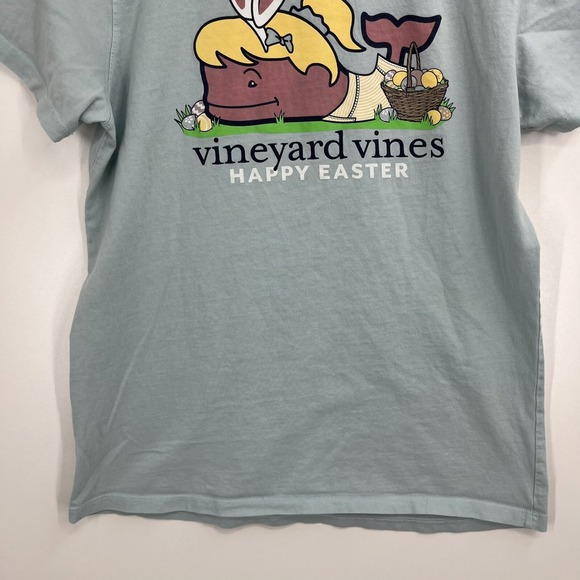 Vineyard Vines T-Shirt Women's M Green Double‎ Sided Easter Logo Pocket Tee - Picture 9 of 11